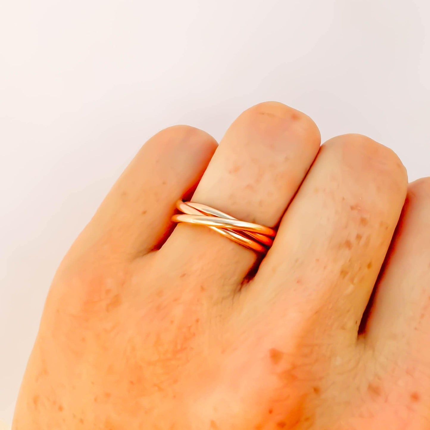 SIZE 5.75 Triple Band Fidget Ring, 14K Rose Gold Filled