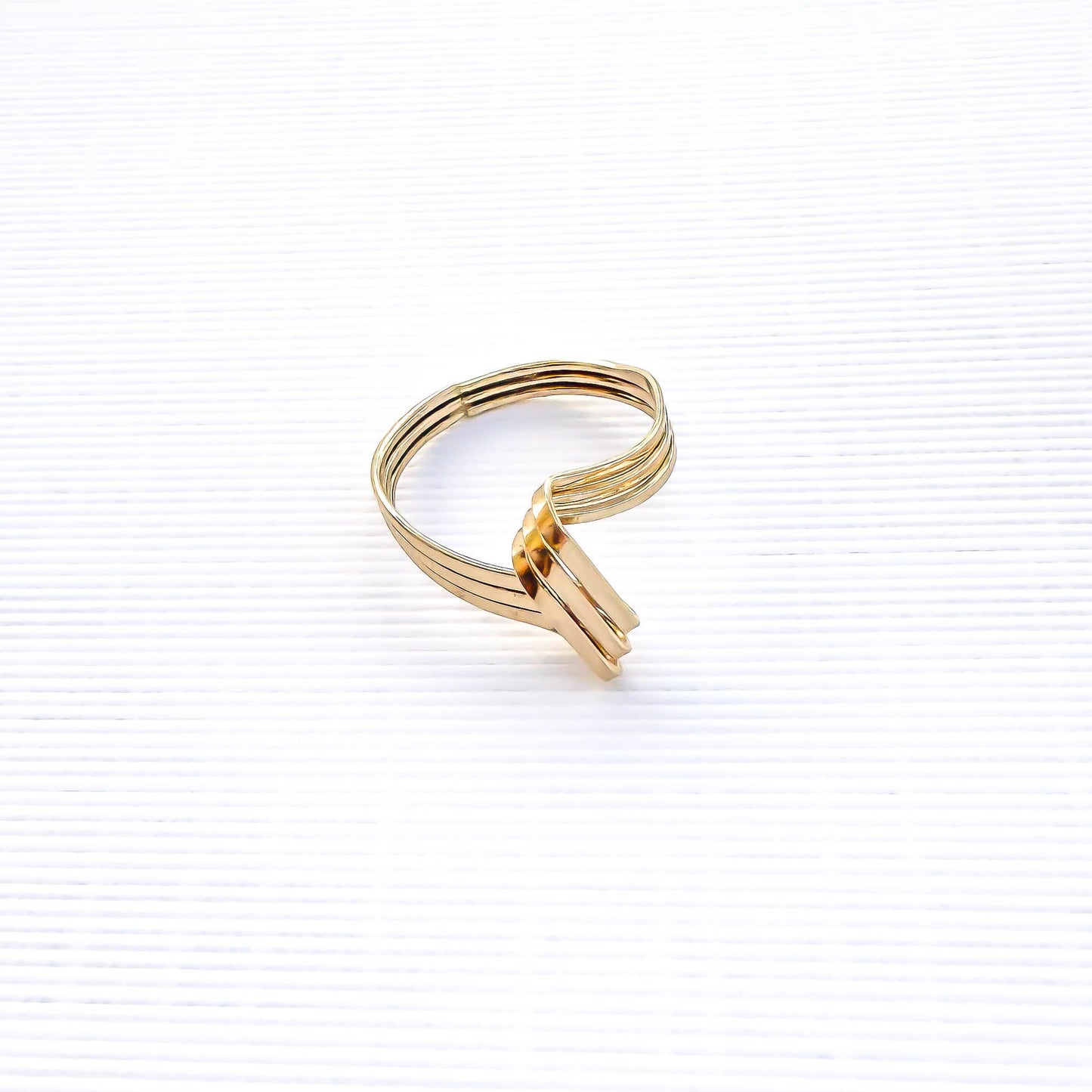 SIZE Open Loop Hand Woven Pinky Ring, 14K Gold Filled