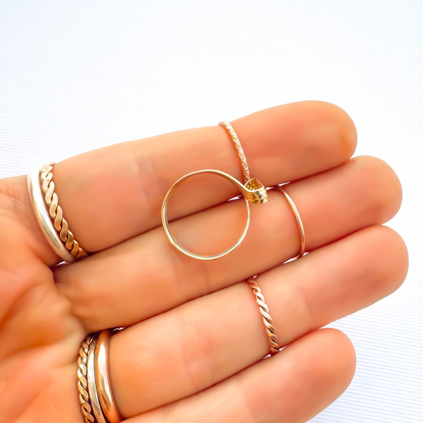 SIZE Open Loop Hand Woven Pinky Ring, 14K Gold Filled