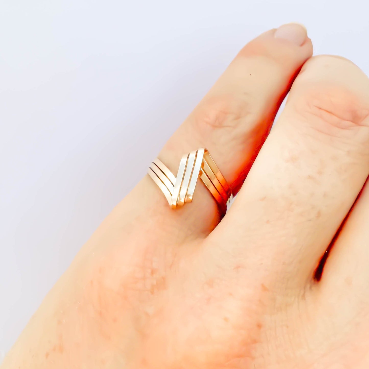 SIZE Open Loop Hand Woven Pinky Ring, 14K Gold Filled