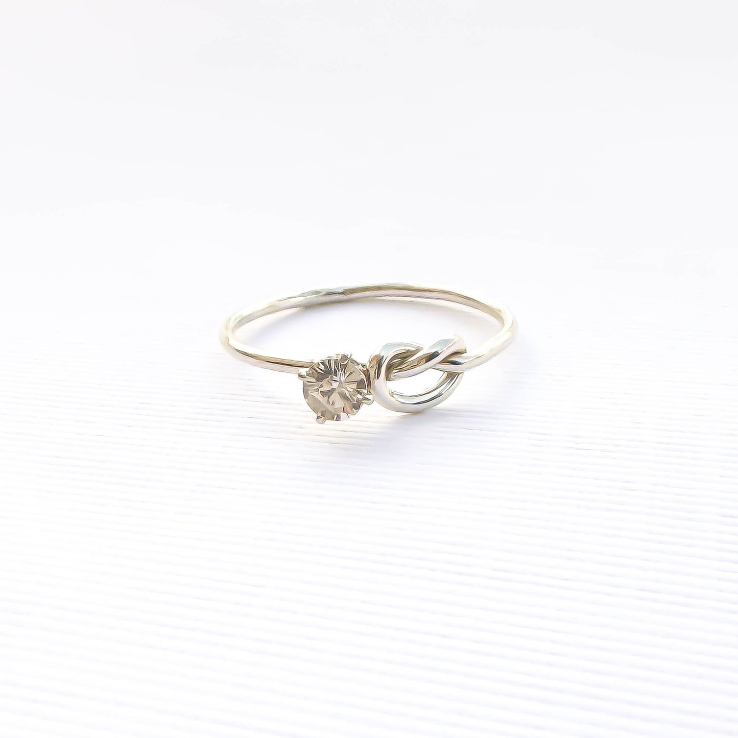 SIZE 9 Knot Ring & CZ 4 Prong Setting, Sterling Silver