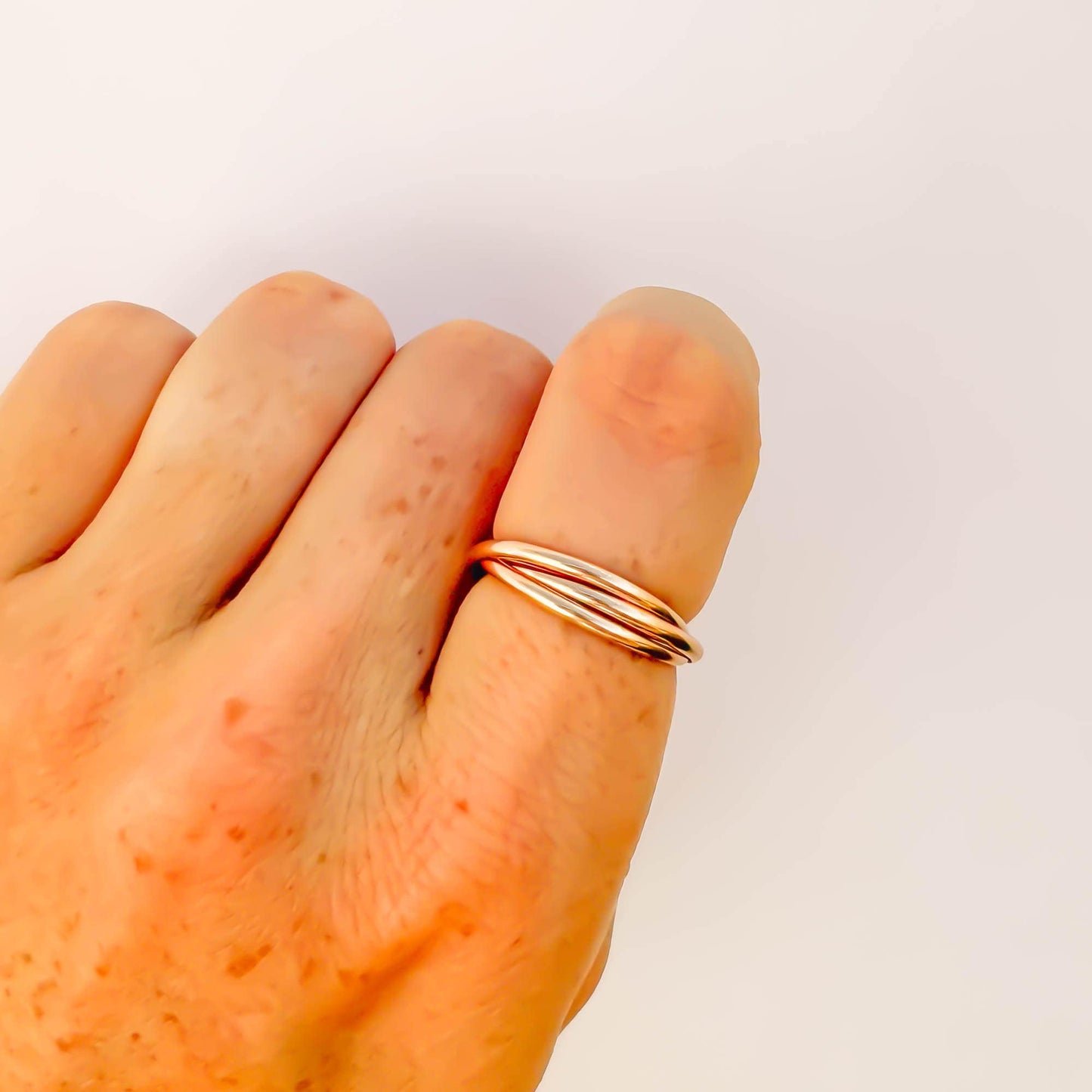 SIZE 5.75 Triple Band Fidget Ring, 14K Rose Gold Filled