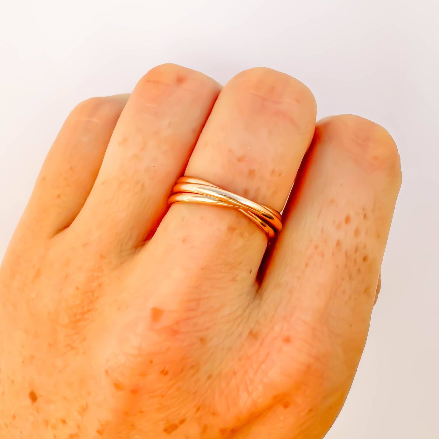 SIZE 5.75 Triple Band Fidget Ring, 14K Rose Gold Filled