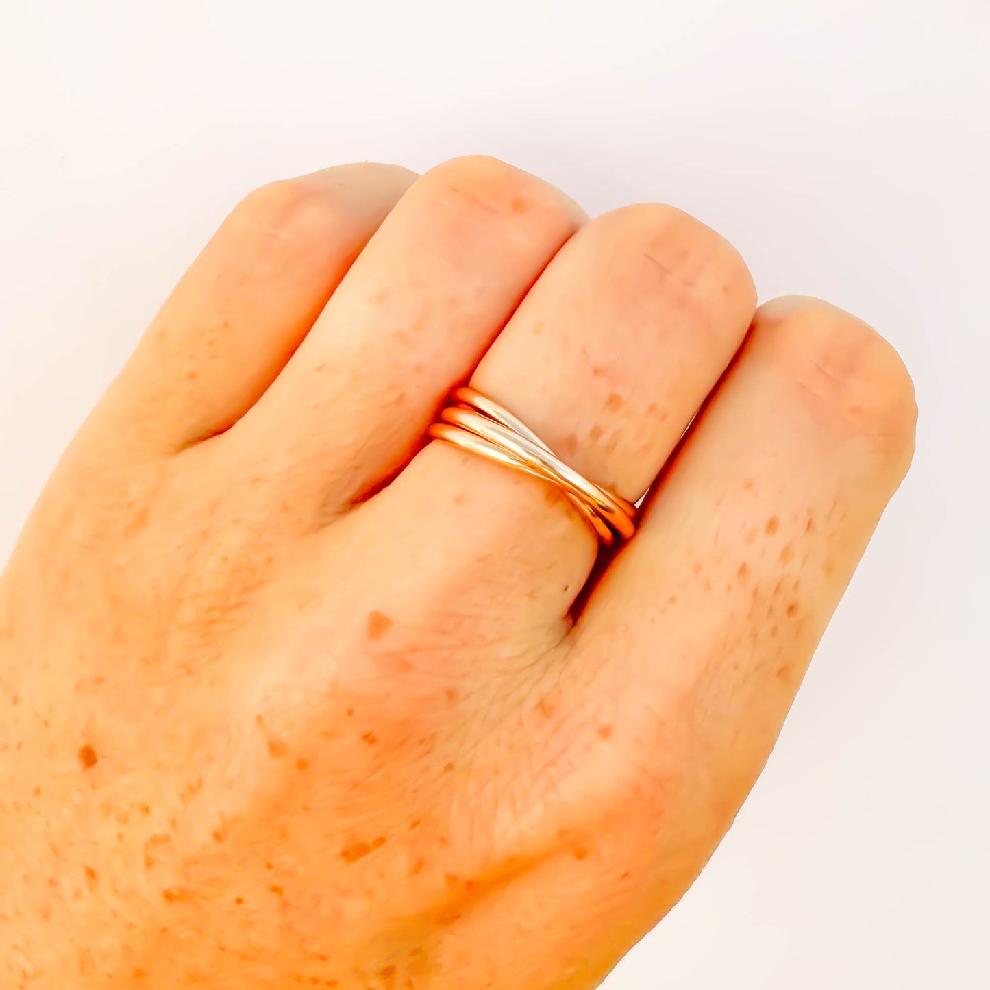 SIZE 5.75 Triple Band Fidget Ring, 14K Rose Gold Filled