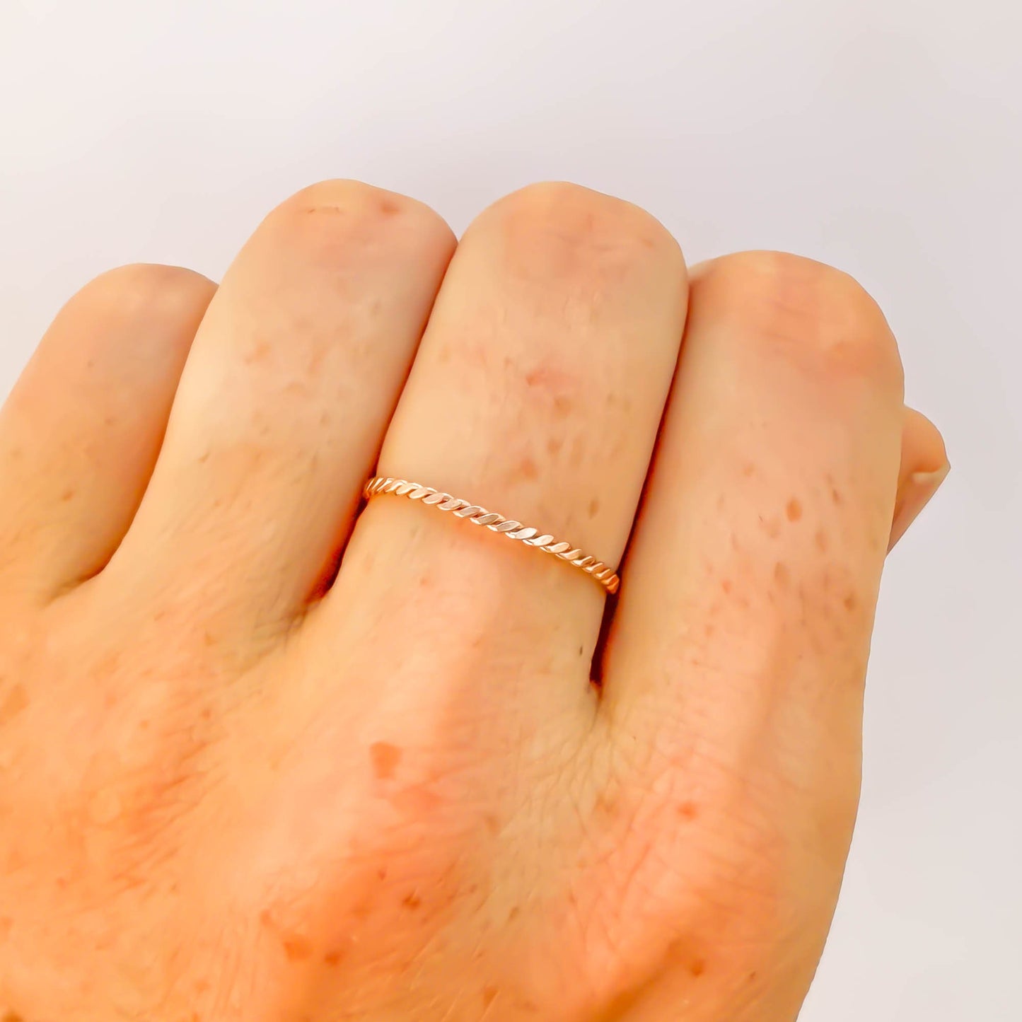 SIZE 7 Ultra Dainty Twist Ring, 14K Rose Gold Filled