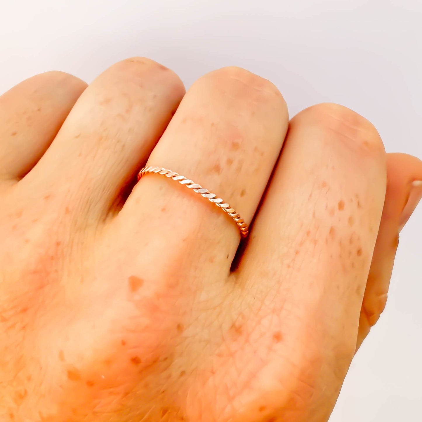 SIZE 7 Ultra Dainty Twist Ring, 14K Rose Gold Filled