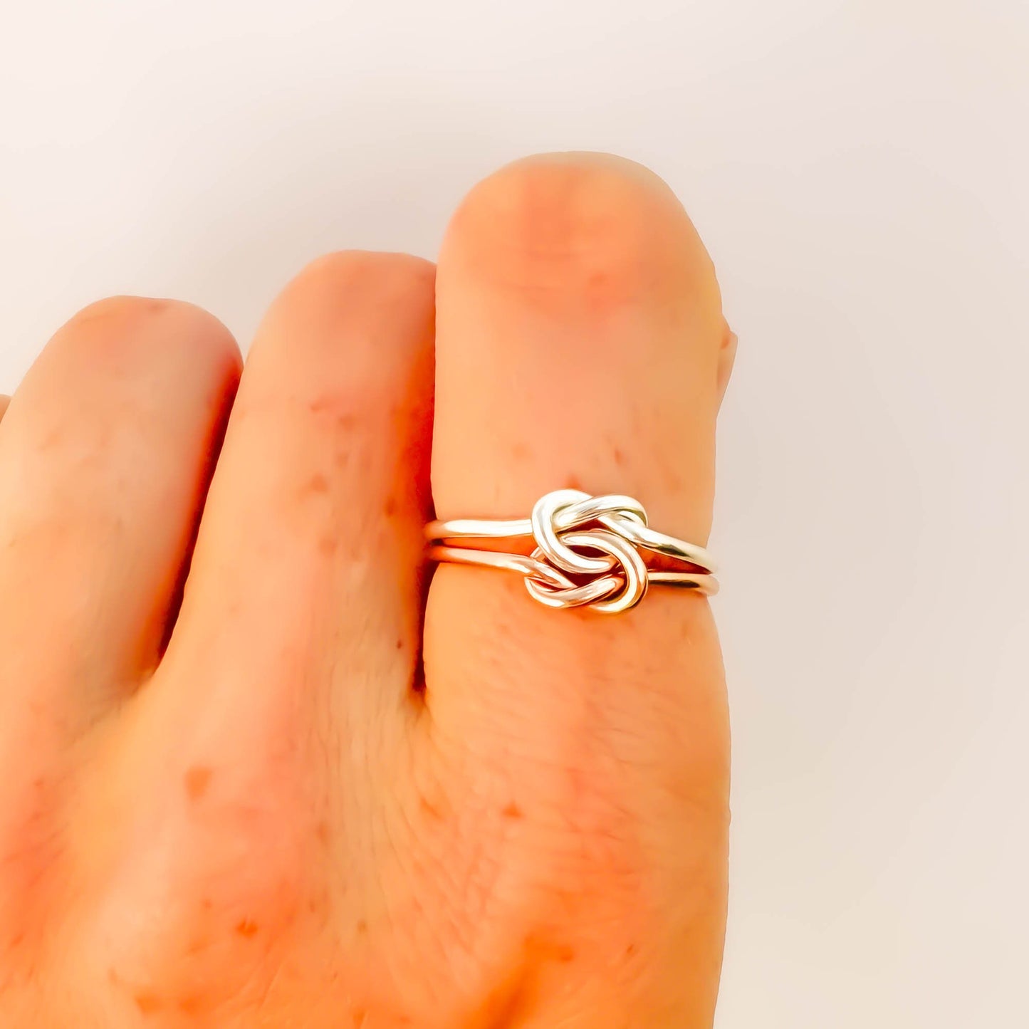 SIZE 7 Double Knot Ring, 14K Rose Gold Filled & 925 Sterling Silver