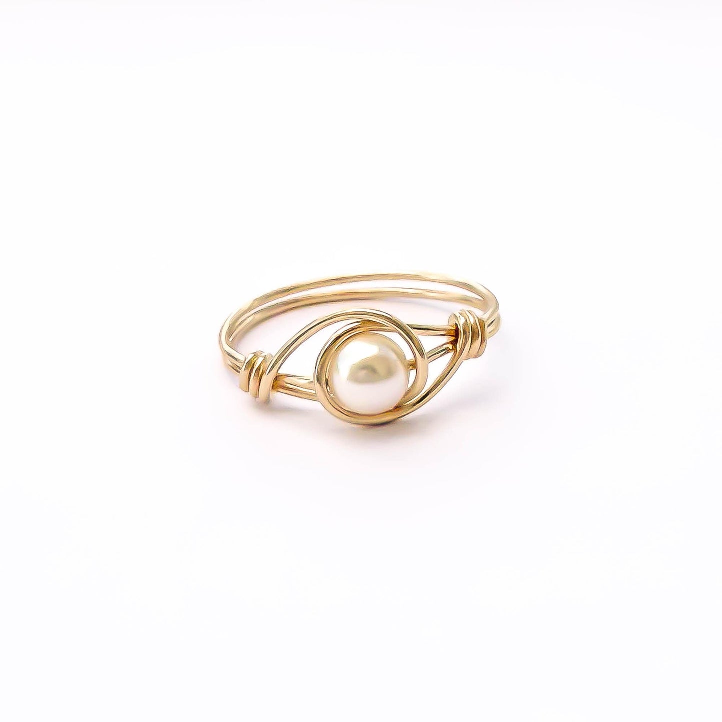 Wire Wrapped Pearl Ring, 14K Gold Filled