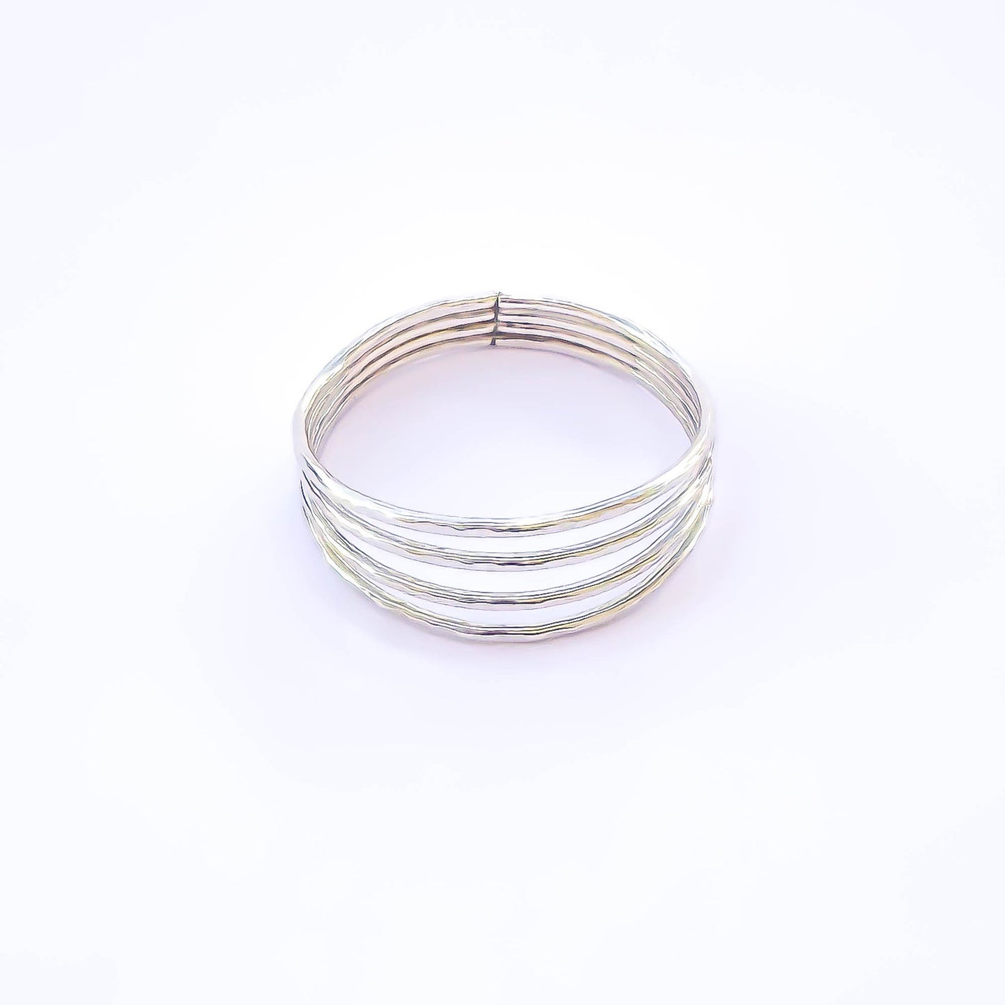 4 Band Hammered Ring, Sterling Silver