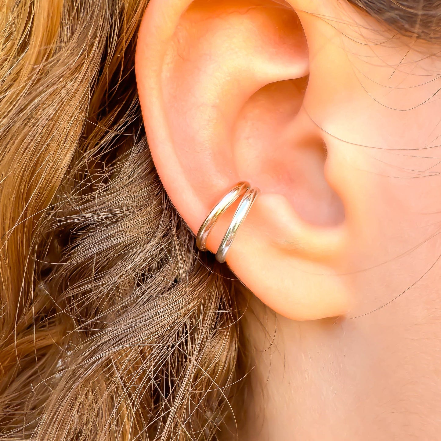 Two Band Conch Ear Cuff, 14K Rose Gold Filled & Sterling Silver