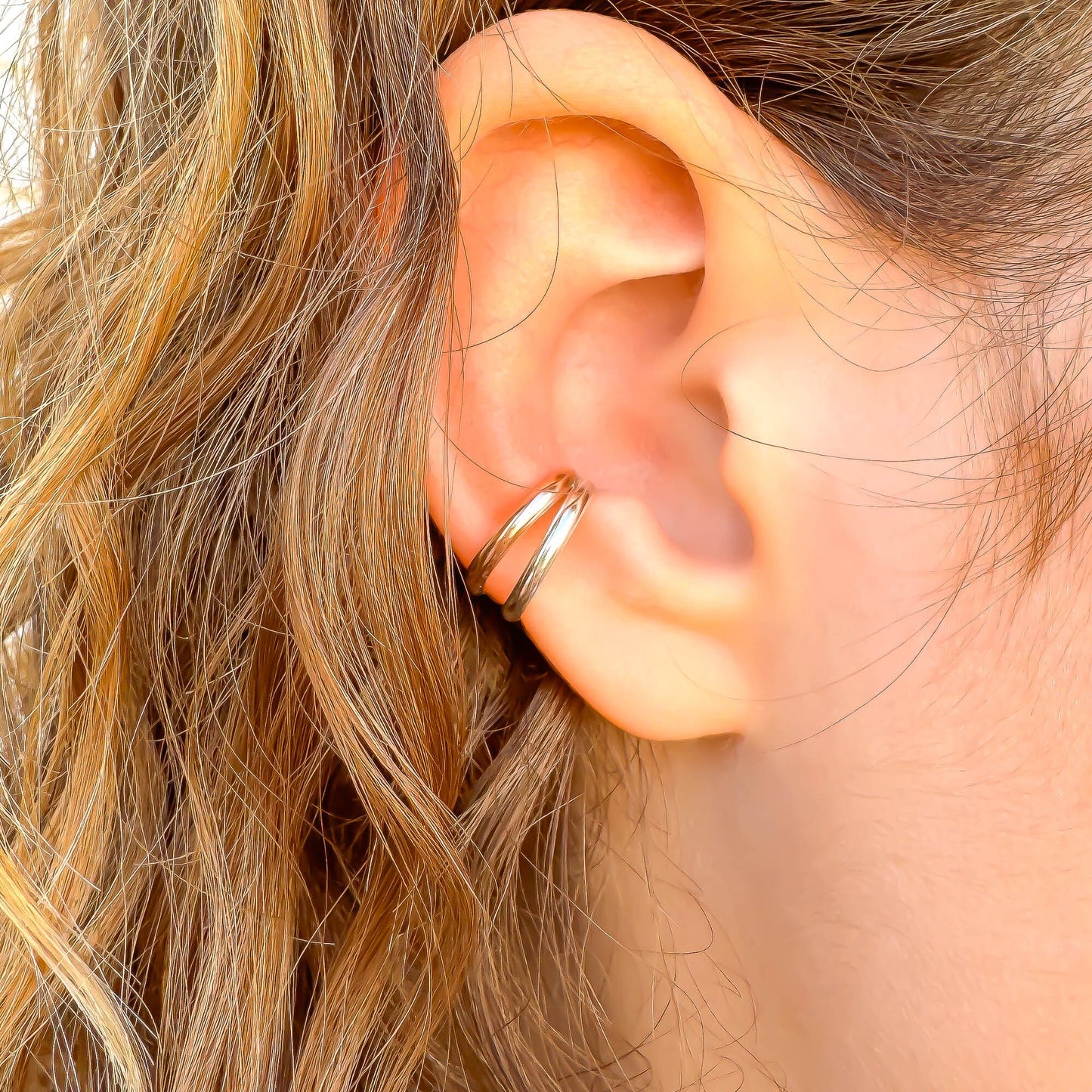 Two Band Conch Ear Cuff, 14K Rose Gold Filled & Sterling Silver