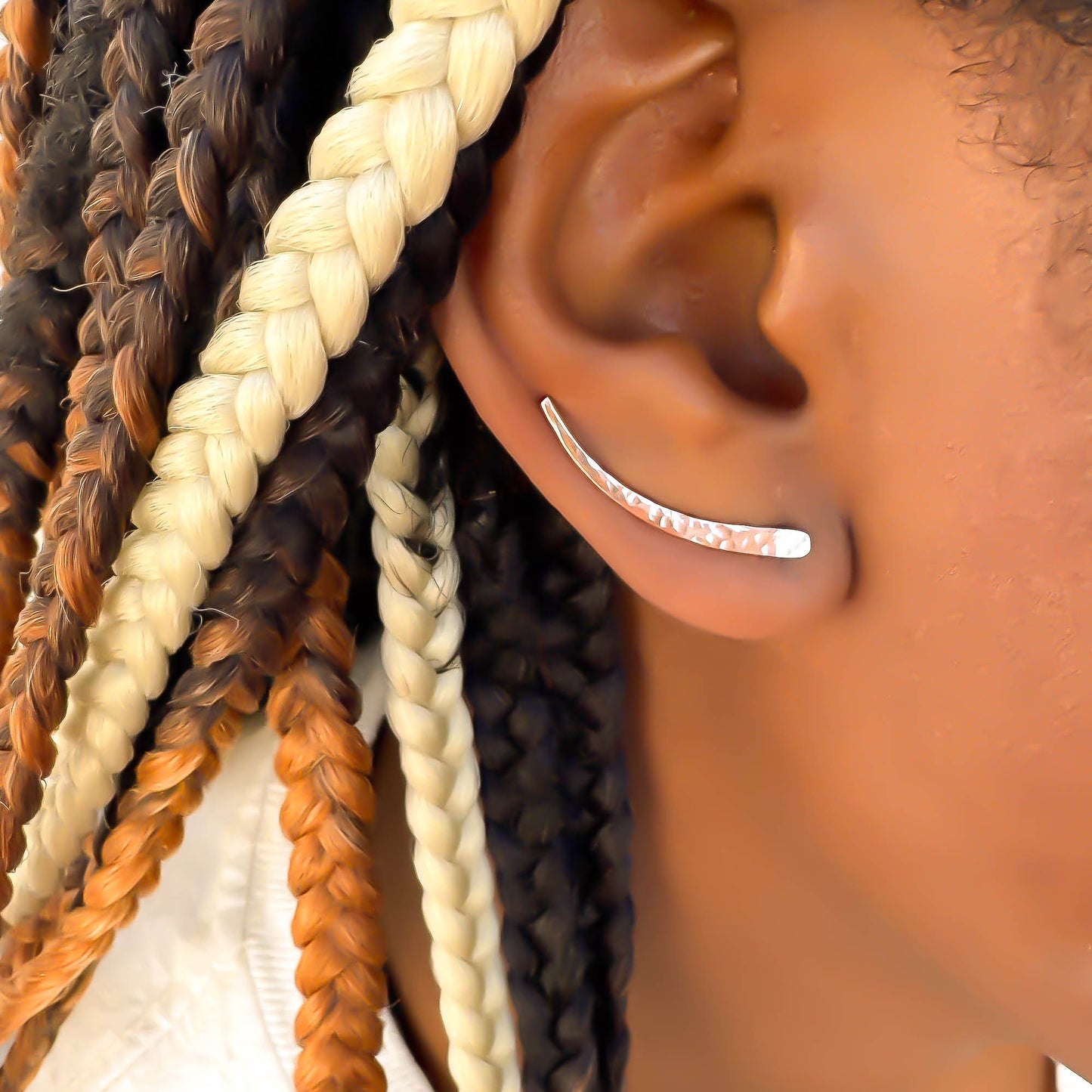 Hammered Climbing Earrings, 14K Rose Gold Filled