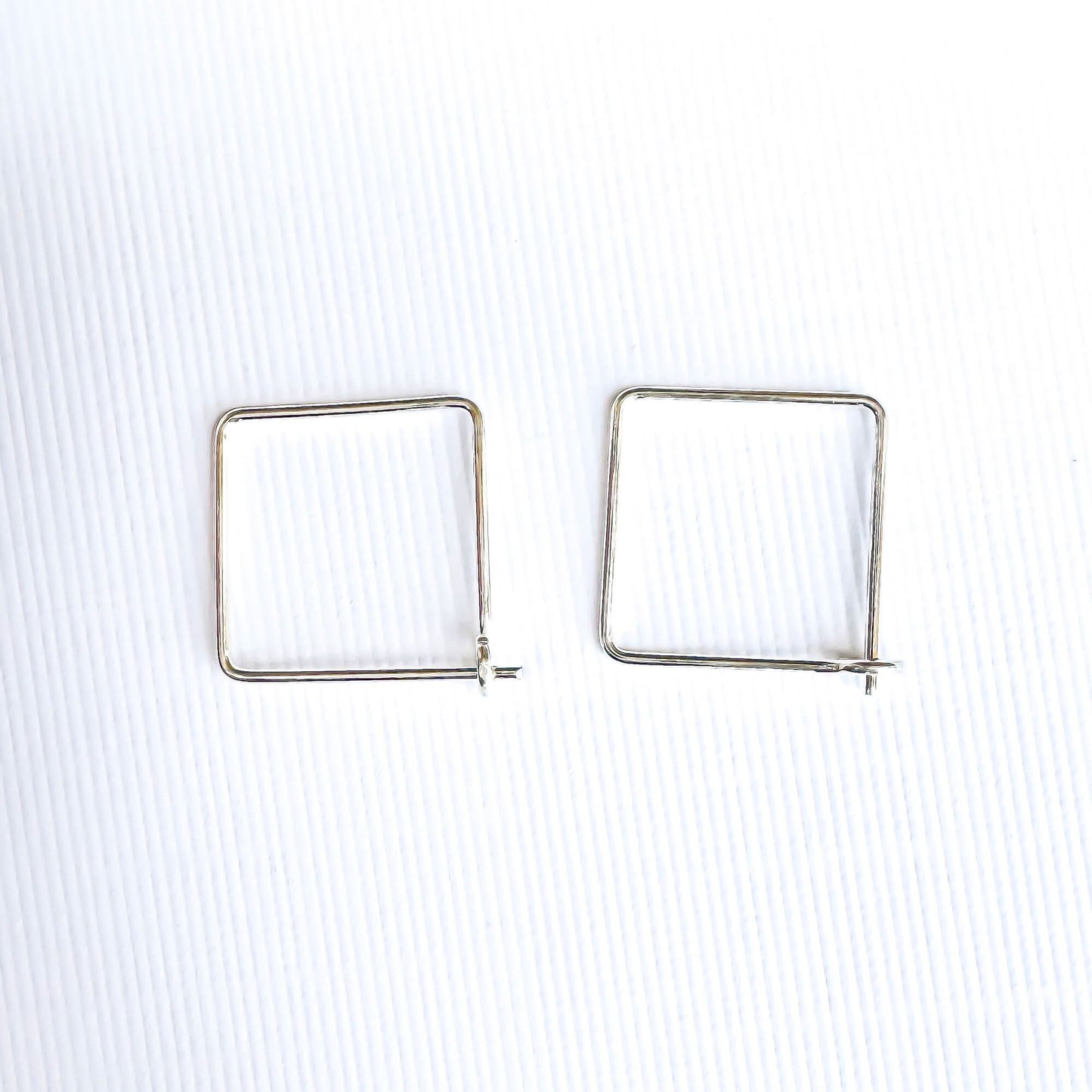 Mini Square Hoop Earrings, Sterling Silver