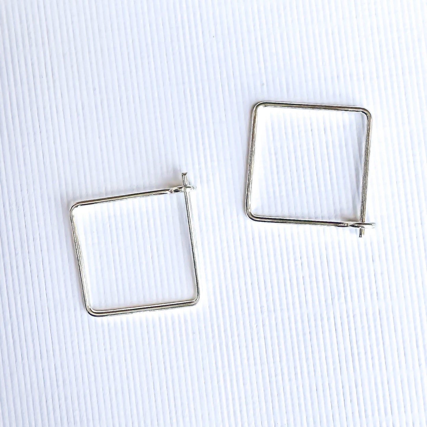 Mini Square Hoop Earrings, Sterling Silver