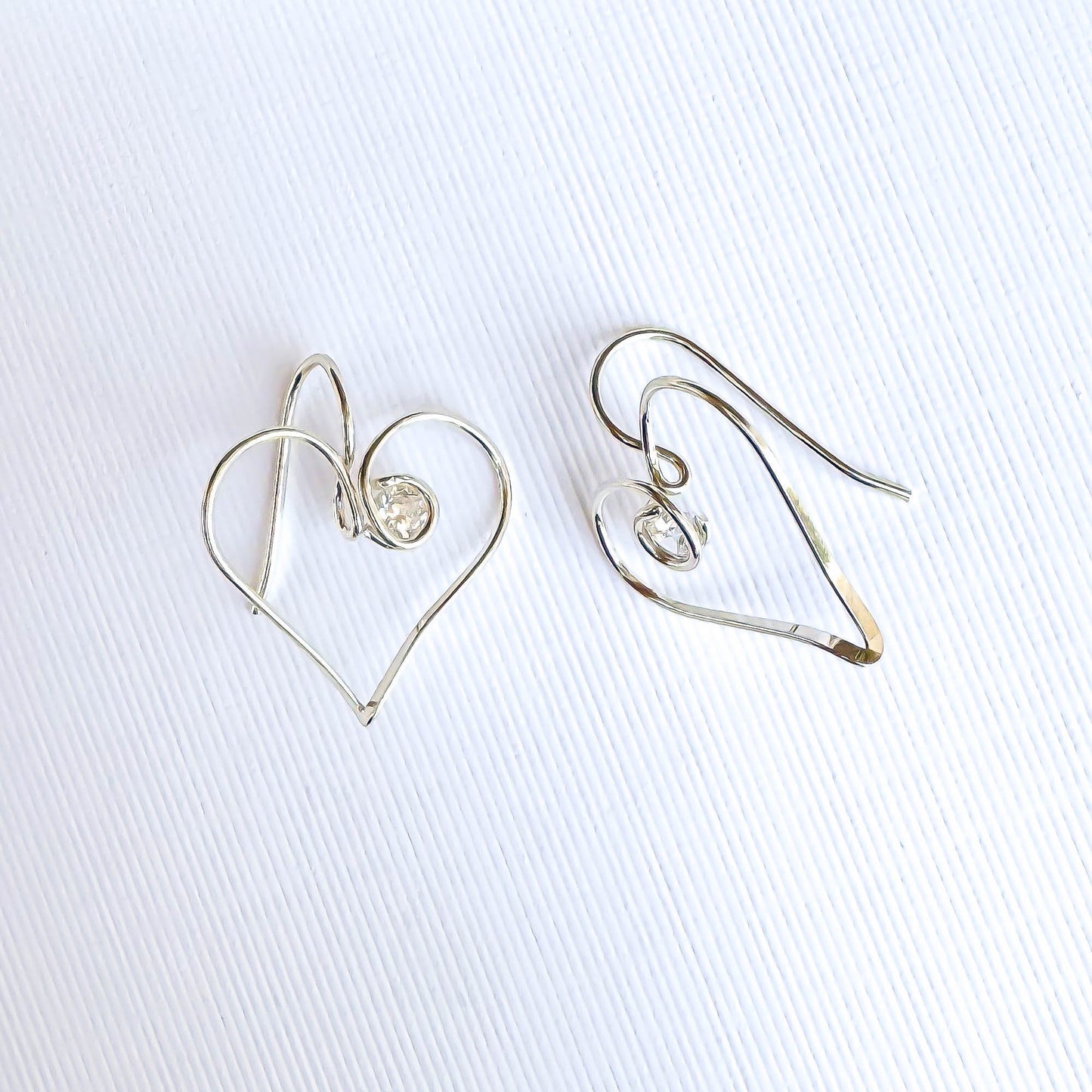 Heart Drop Earrings, 925 Sterling Silver