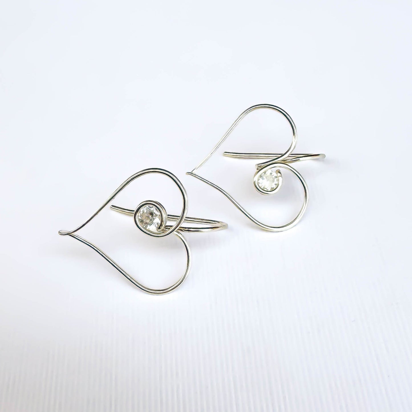 Heart Drop Earrings, 925 Sterling Silver