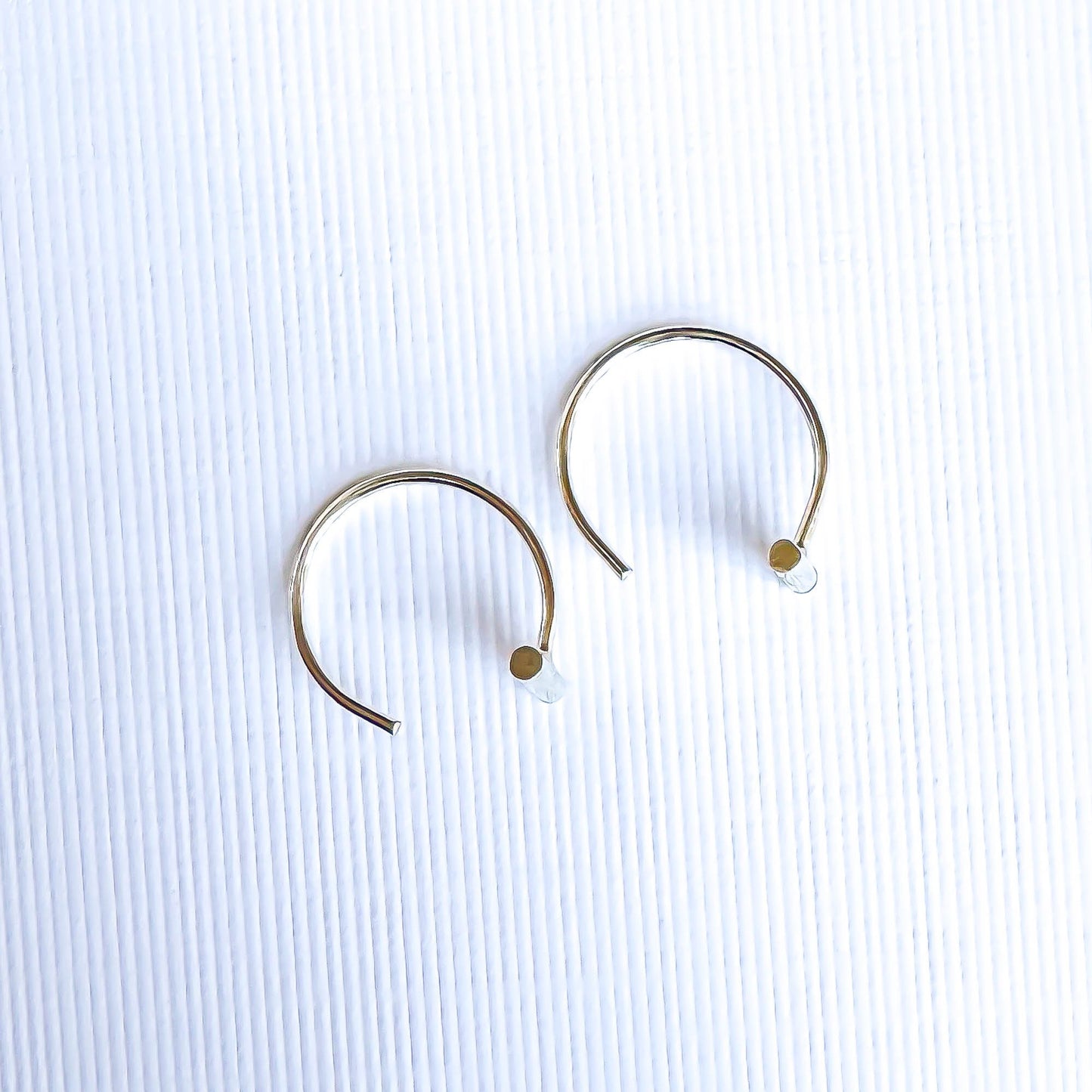 Round Bar Threader Half Hoop Earrings, Sterling Silver