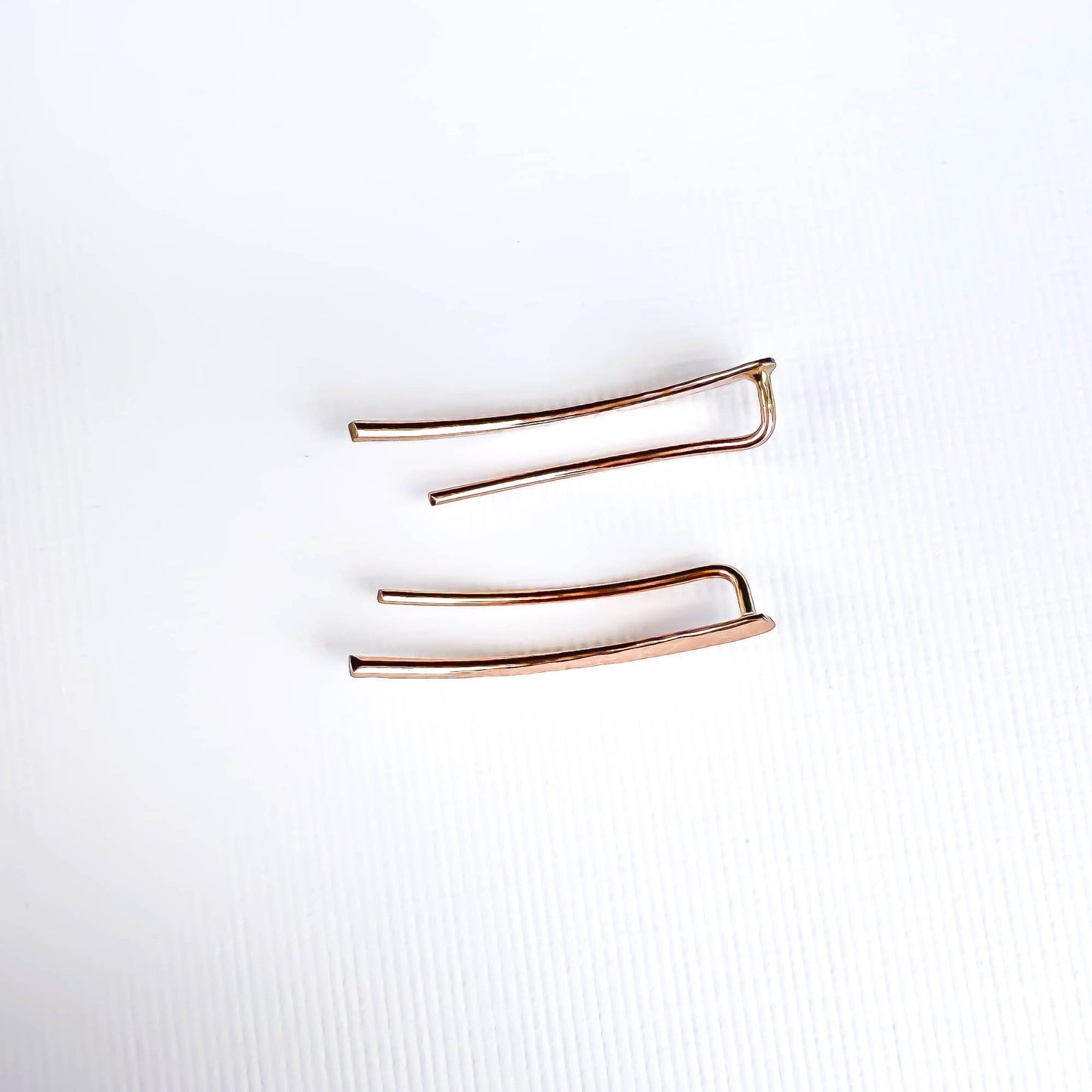 Hammered Climbing Earrings, 14K Rose Gold Filled