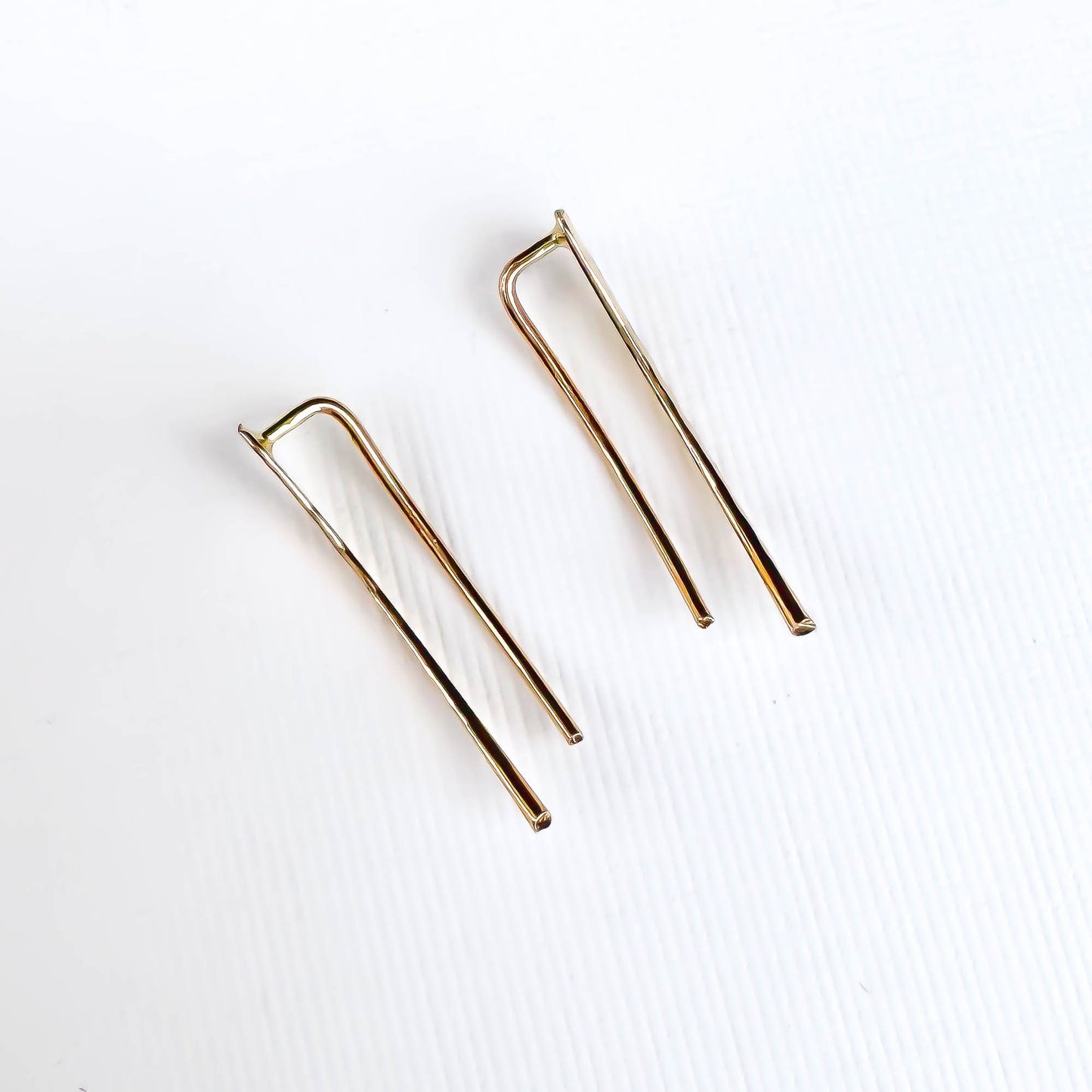 Hammered Climbing Earrings, 14K Gold Filled