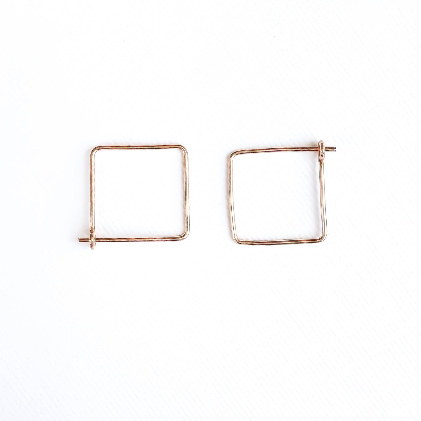 Mini Square Hoop Earrings, 14K Rose Gold Filled