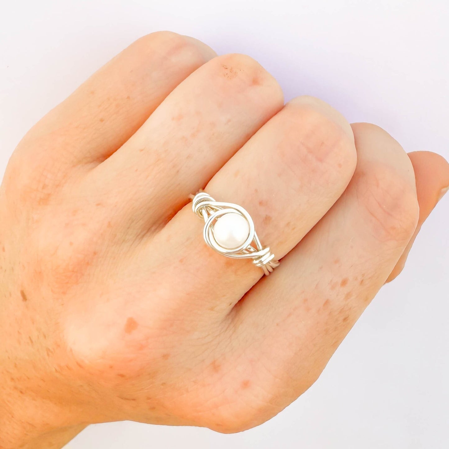 SIZE 7 Genuine Freshwater Pearl Ring, 925 Sterling Silver