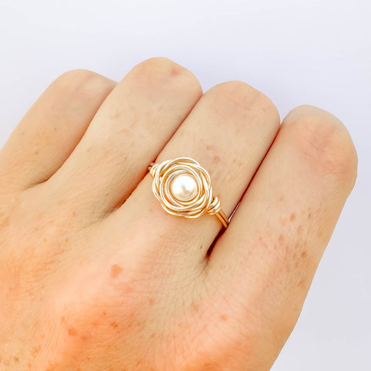 SIZE 7 Nested Pearl Ring, 14K Gold Filled