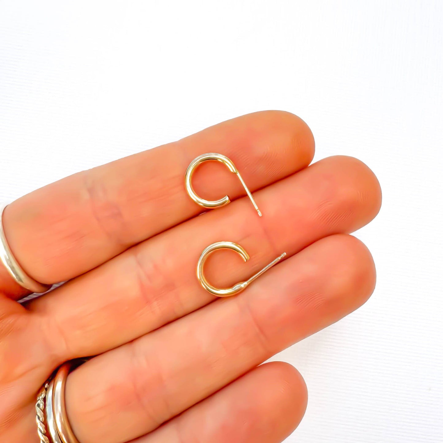 11mm Round Hoop Earrings, 14K Gold Filled