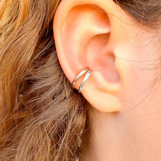 Two Band Conch Ear Cuff, 14K Rose Gold Filled & Sterling Silver