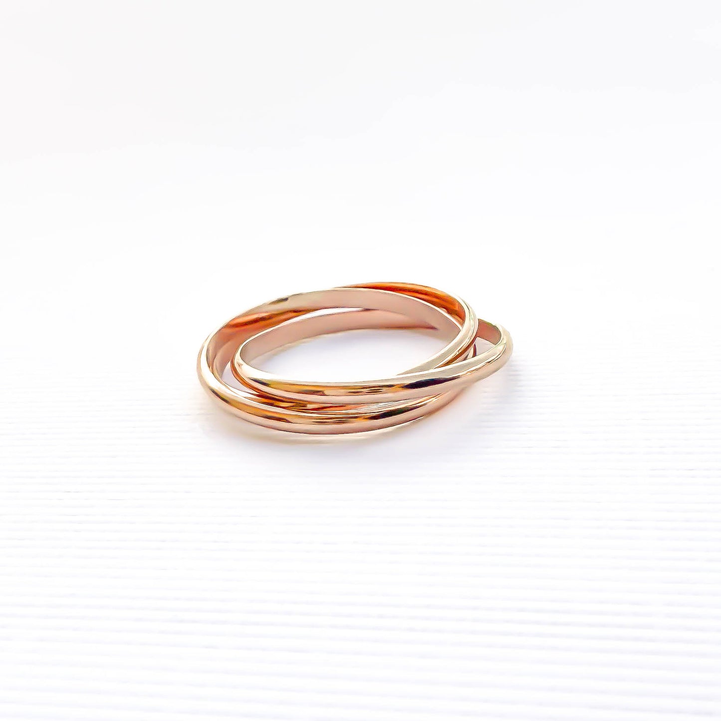 SIZE 5.75 Triple Band Fidget Ring, 14K Rose Gold Filled