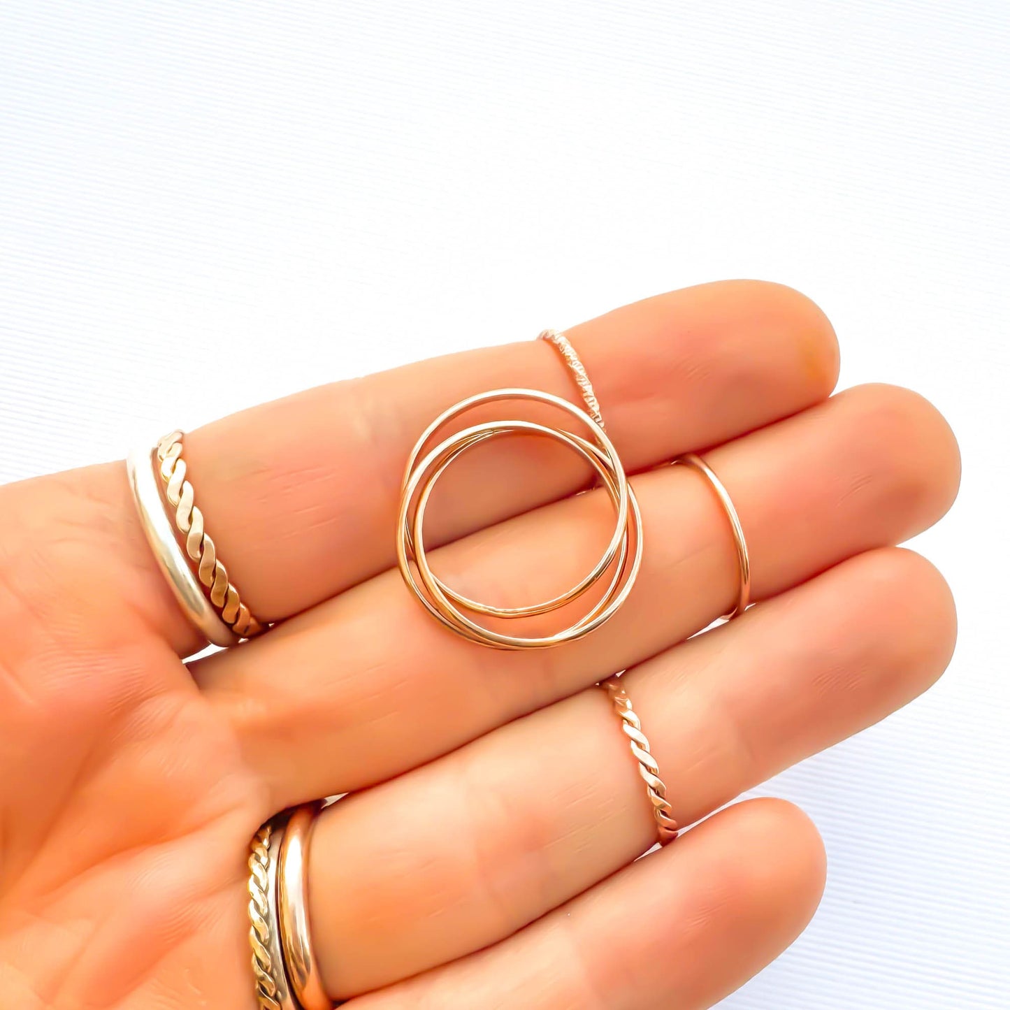 SIZE 5.75 Triple Band Fidget Ring, 14K Rose Gold Filled