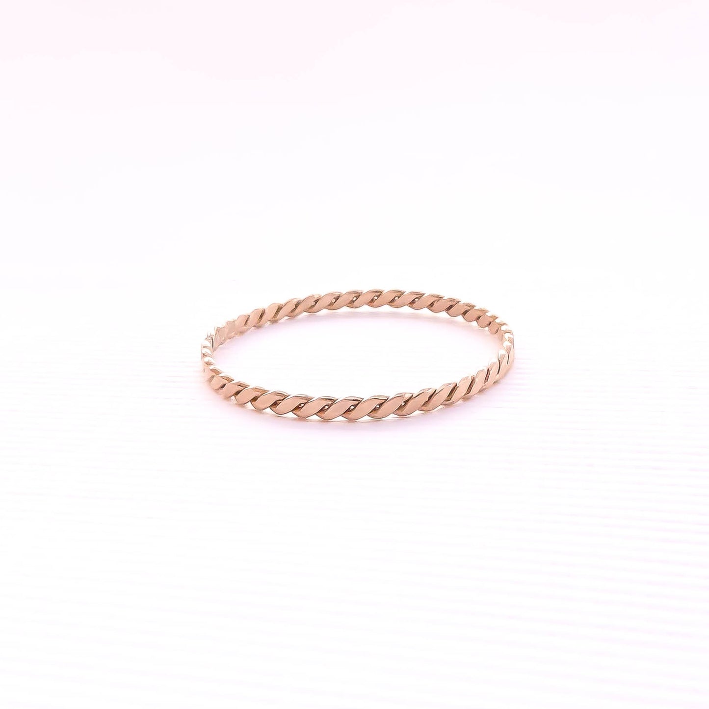 SIZE 7 Ultra Dainty Twist Ring, 14K Rose Gold Filled