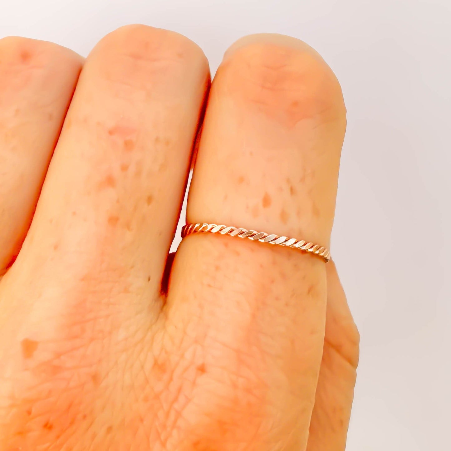 SIZE 7 Ultra Dainty Twist Ring, 14K Rose Gold Filled