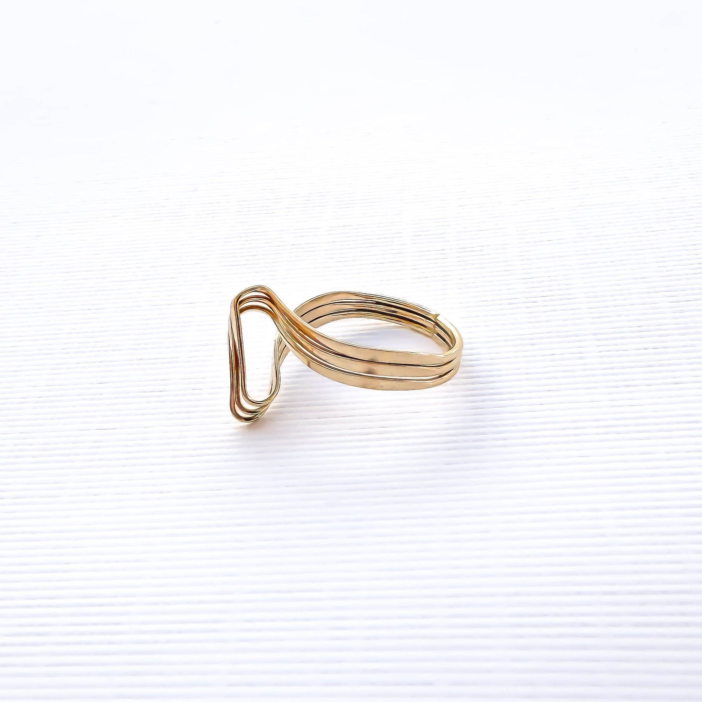 SIZE Open Loop Hand Woven Pinky Ring, 14K Gold Filled