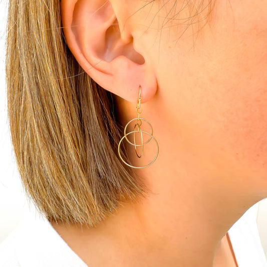 Nested Circle Dangle Earrings, 14K Gold Filled