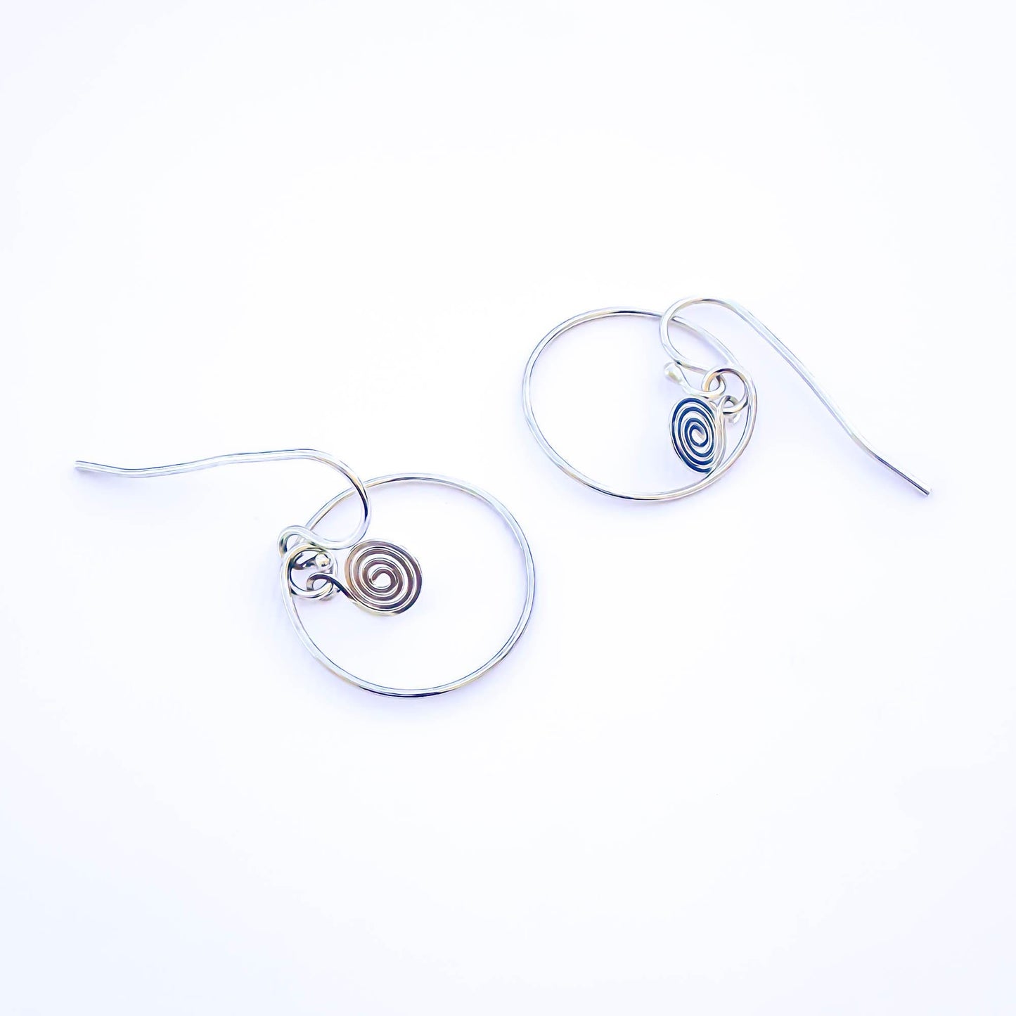 Spiral Circle Dangle Earrings, Sterling Silver