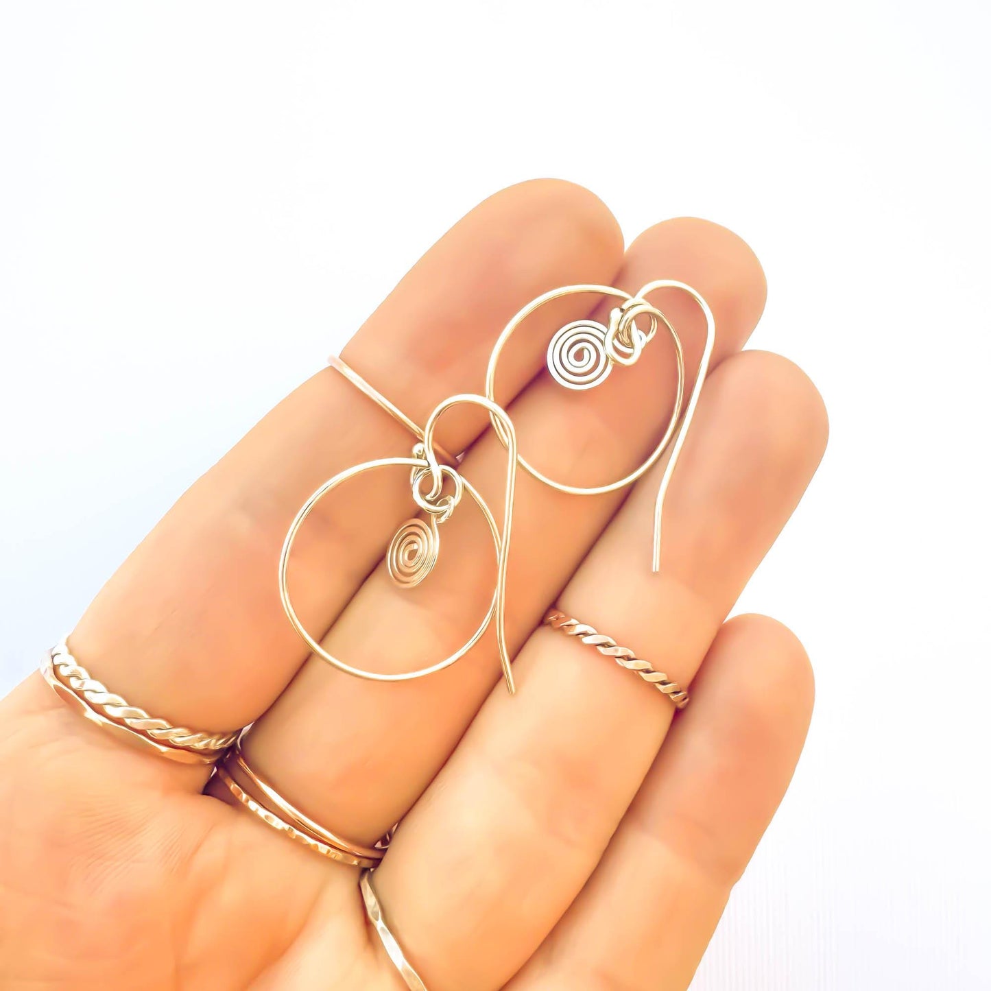 Spiral Circle Dangle Earrings, Sterling Silver