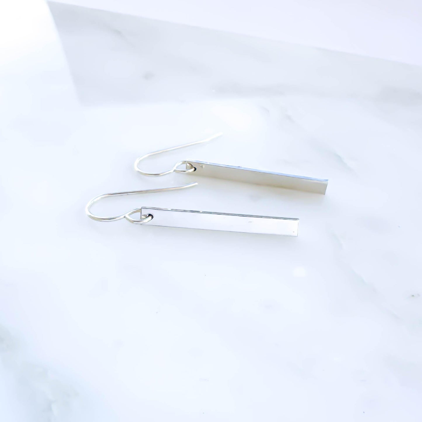 Bar Dangle Earrings, Sterling Silver