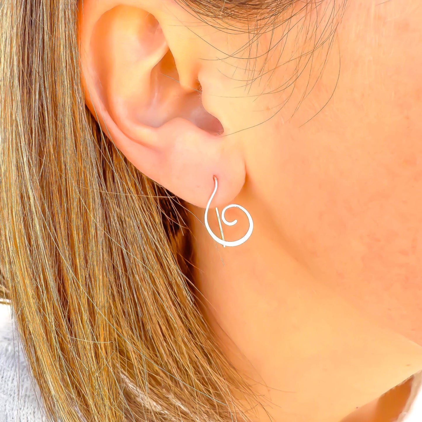 Treble Clef Slip Through Earrings, Sterling Silver