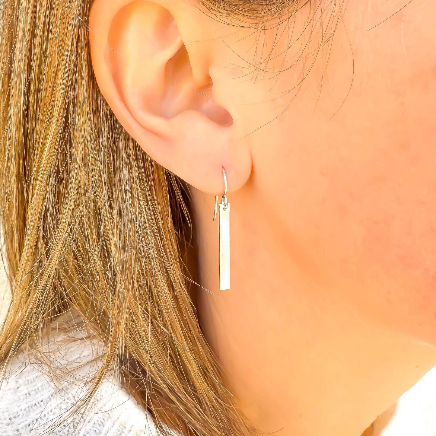 Bar Dangle Earrings, Sterling Silver