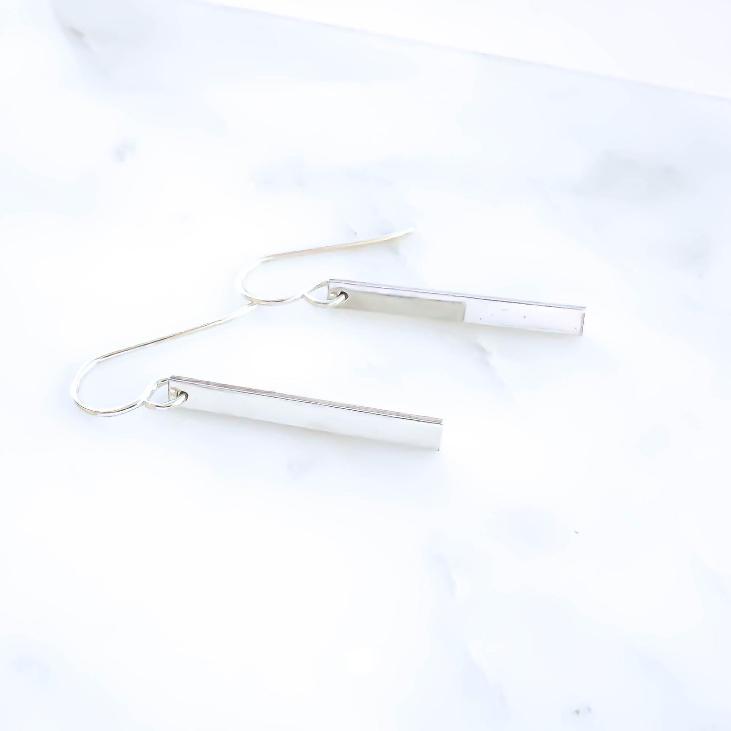 Bar Dangle Earrings, Sterling Silver