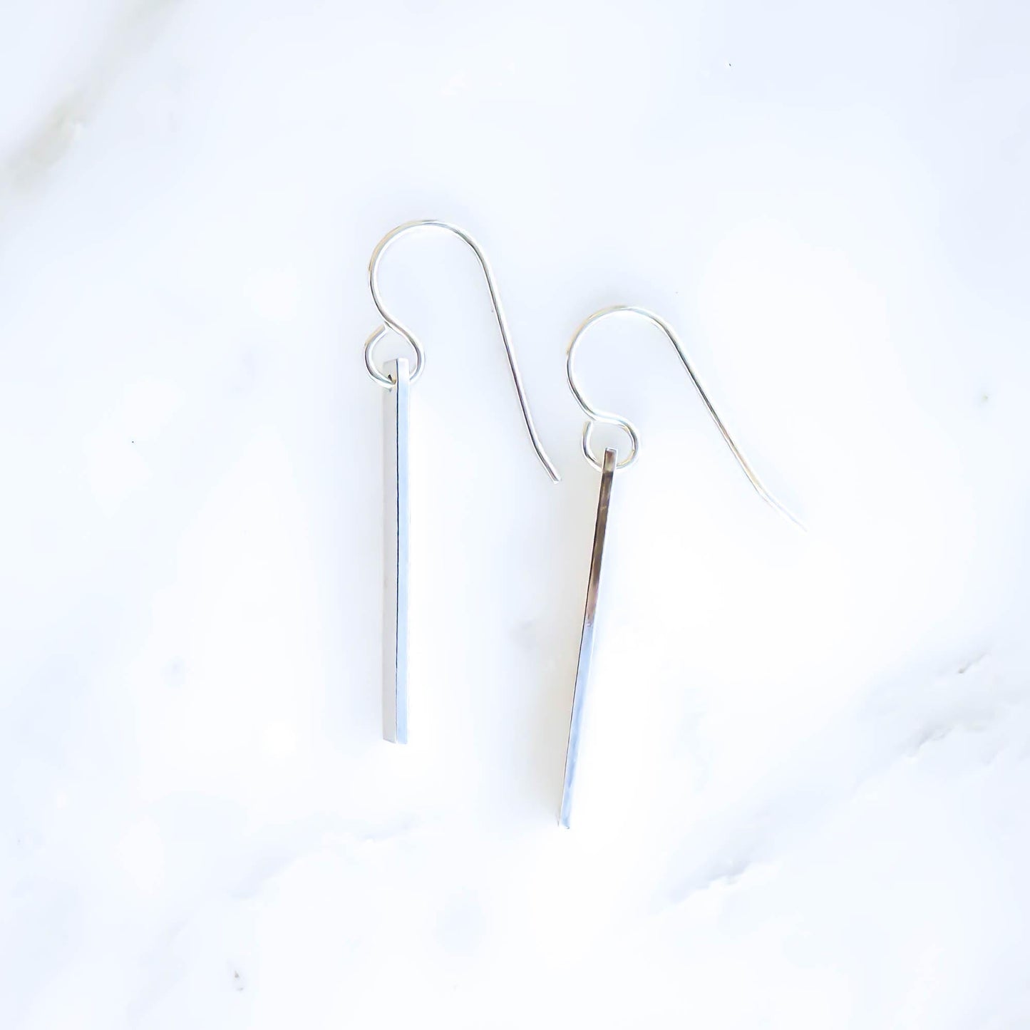 Bar Dangle Earrings, Sterling Silver