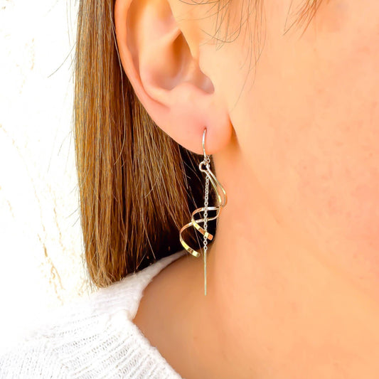 Spiral Threader Dangle Earrings, 14K Gold Filled & Sterling Silver