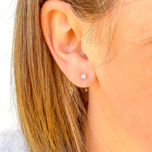 Small 4mm Ball Stud Earrings, Sterling Silver