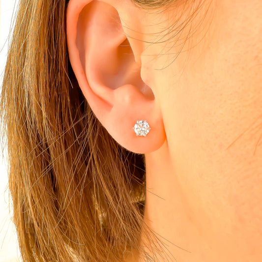Simulated Diamond Stud Earrings, Sterling Silver
