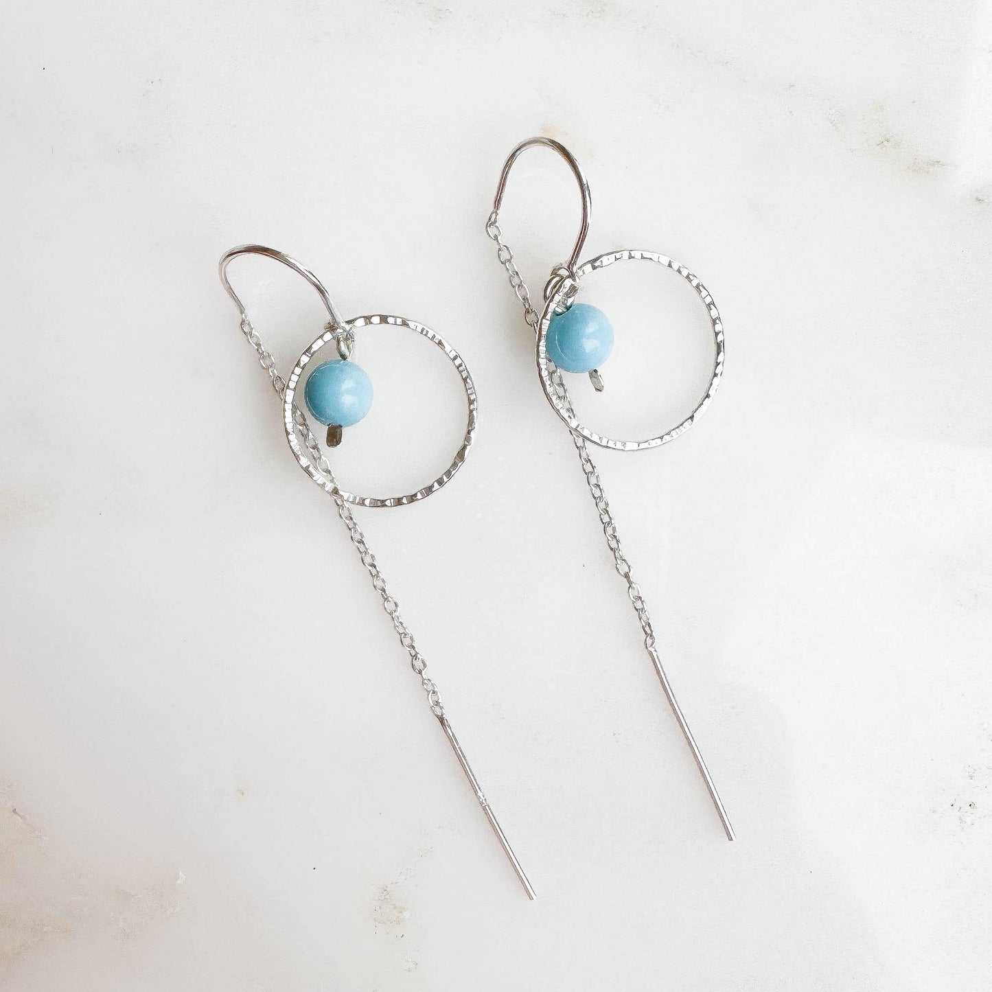 Turquoise Threader Earrings, Sterling Silver