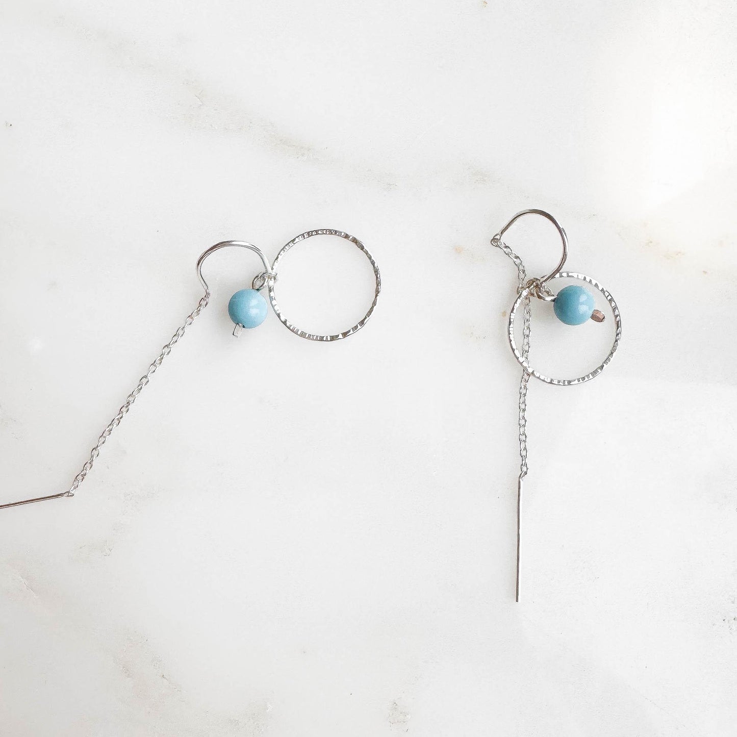Turquoise Threader Earrings, Sterling Silver