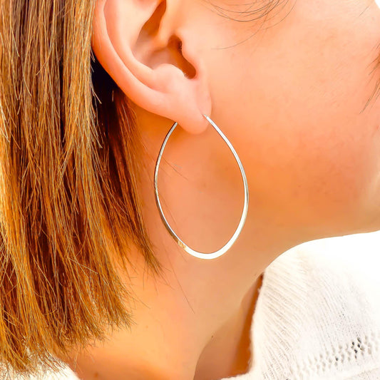 Teardrop Hoop Earrings, Sterling Silver