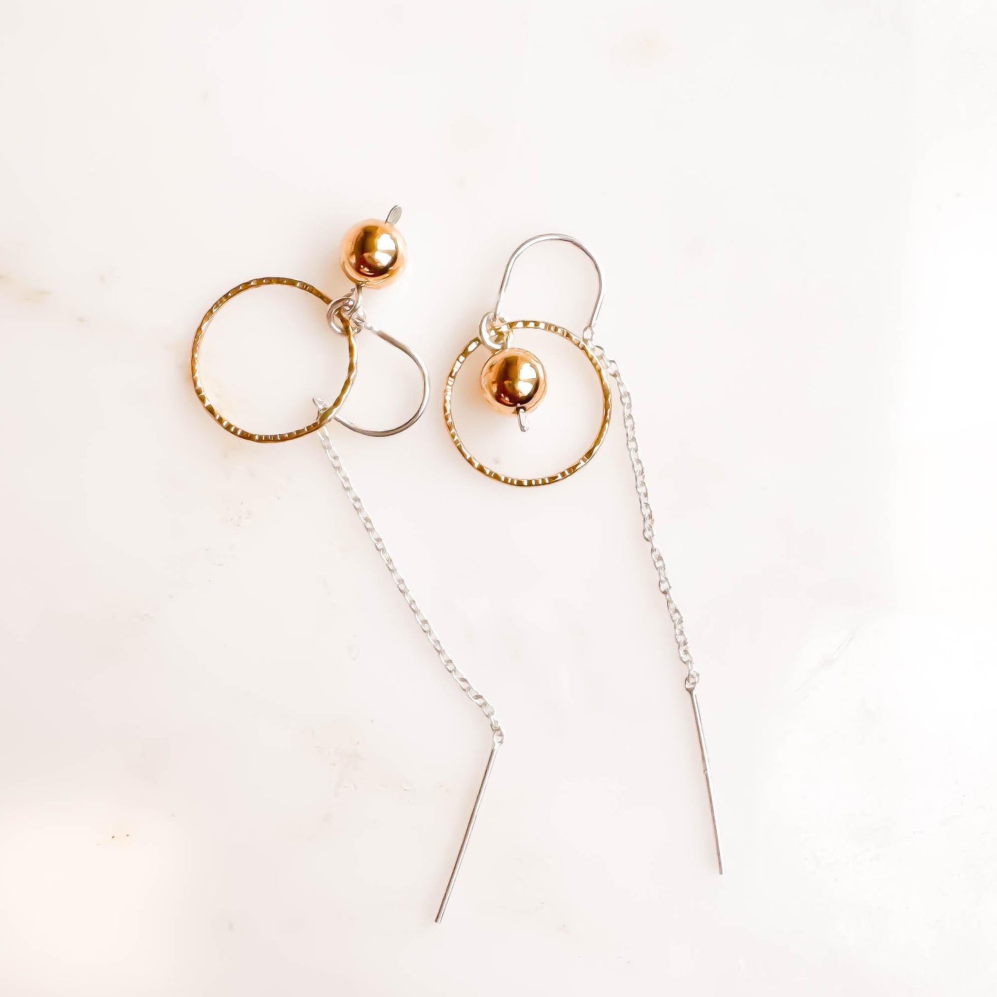 6mm Bead Threader Earrings, 14K Gold Filled & Sterling Silver