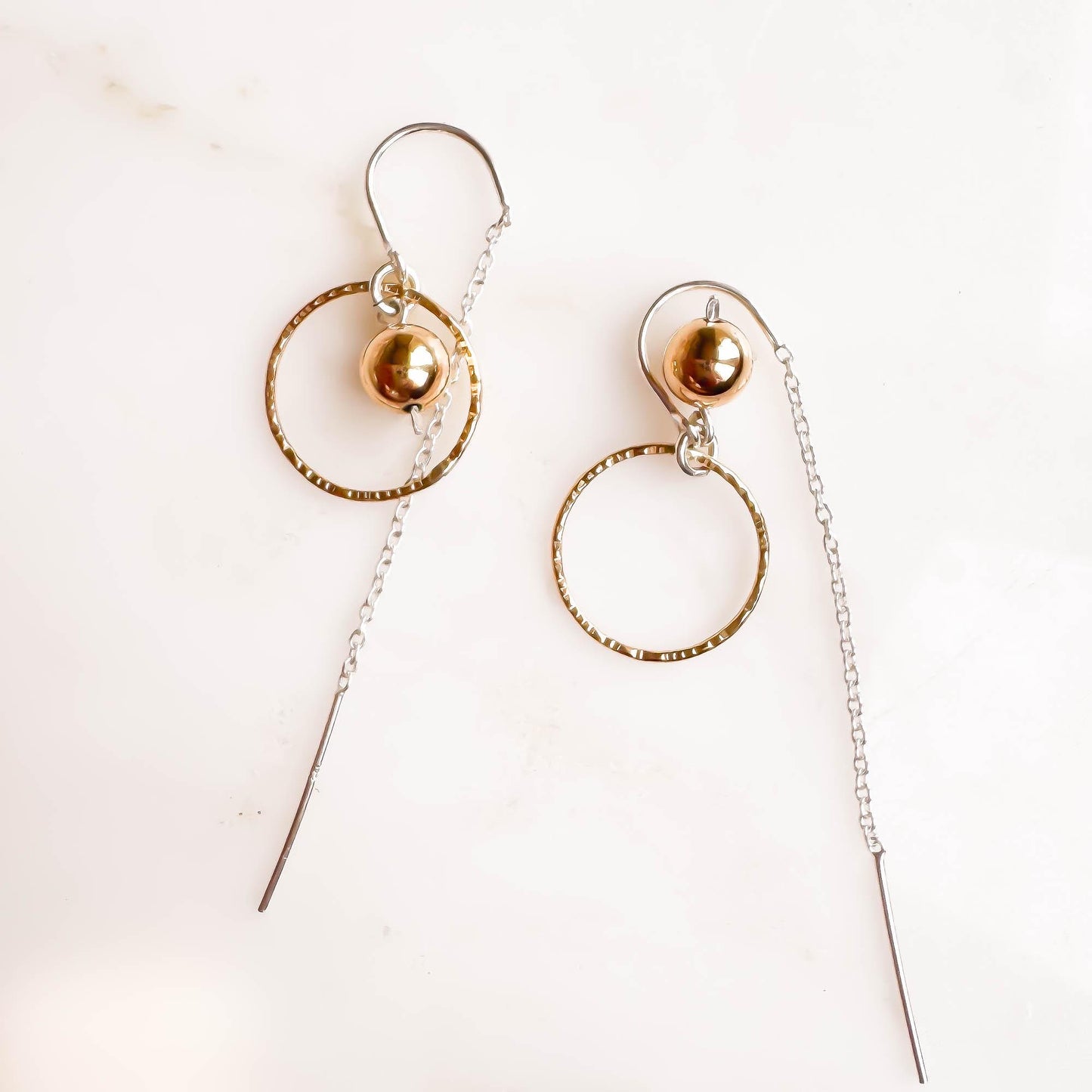 6mm Bead Threader Earrings, 14K Gold Filled & Sterling Silver