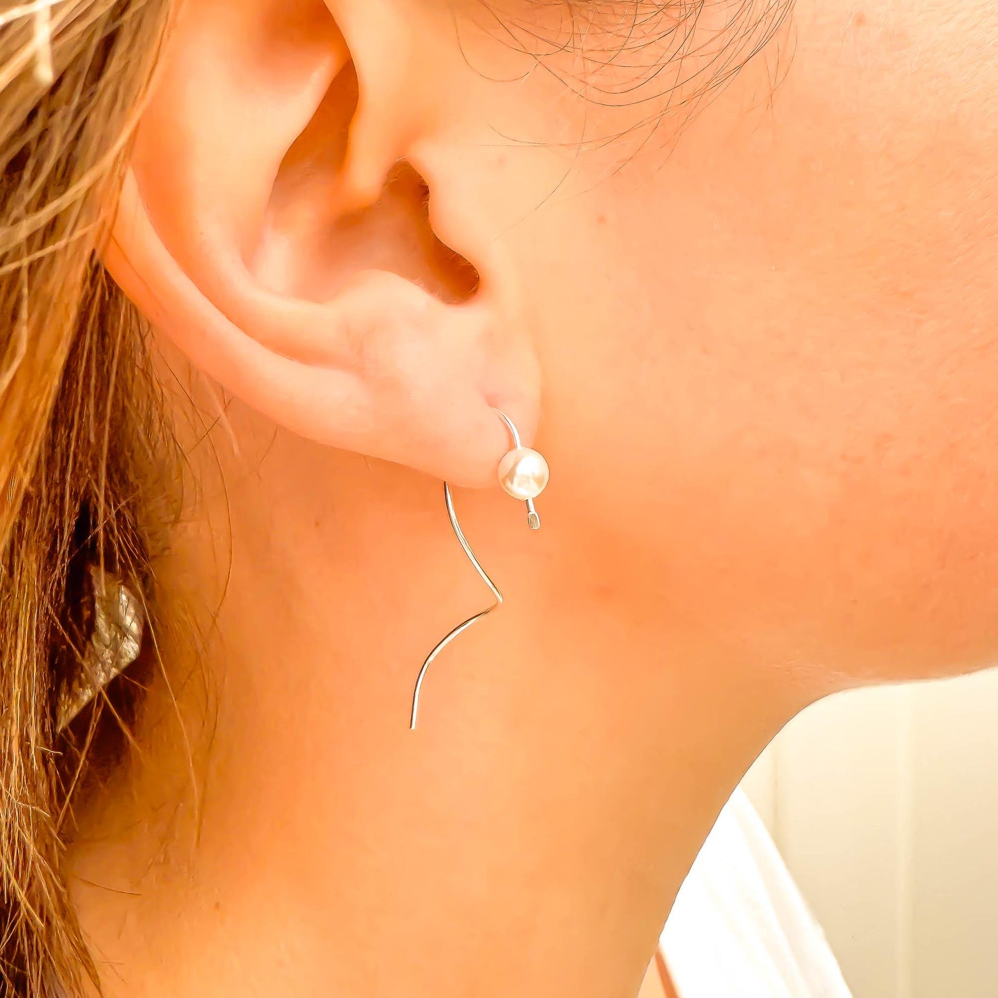 Pearl Spiral Earrings, 14K Gold Filled